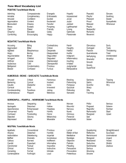 Tone Word Vocabulary List POSITIVE Tone/Attitude Words Admiring