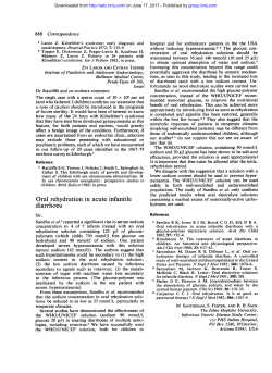 Oral rehydration in acute infantile diarrhoea