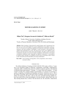 MOTOR LEARNING IN SPORT