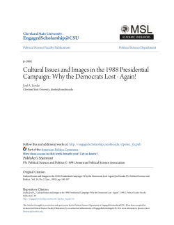 Cultural Issues and Images in the 1988 Presidential Campaign: Why