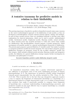A tentative taxonomy for predictive models in relation to their