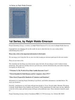 1st Series, by Ralph Waldo Emerson