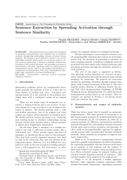 Sentence Extraction by Spreading Activation