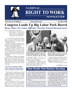 Congress Loads Up Big Labor Pork Barrel