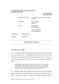 IN THE HIGH COURT OF NEW ZEALAND