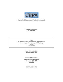 Centre for Efficiency and Productivity Analysis School of Economics