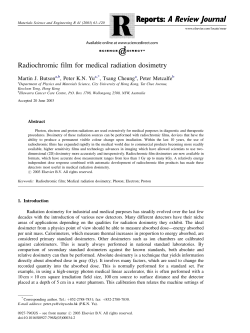 "Radiochromic Film for Medical Radiation Dosimetry", 2003, Materials