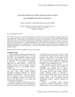 lead (ii) removal from aqueous solutions by adsorption onto chitosan
