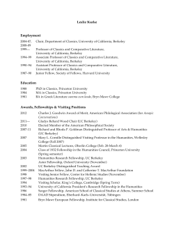 Leslie Kurke Employment Education Awards, Fellowships