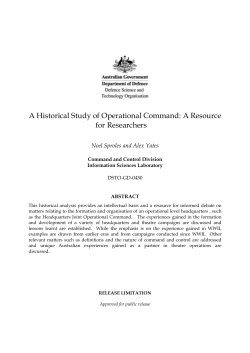 A Historical Study of Operational Command: A Resource for