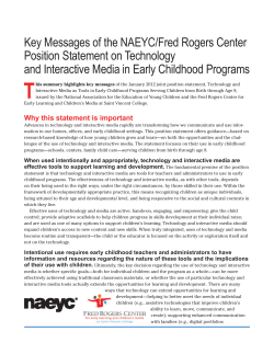 Key Messages of the NAEYC/Fred Rogers Center Position