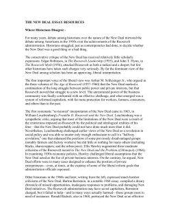 THE NEW DEAL ESSAY RESOURCES Where Historians