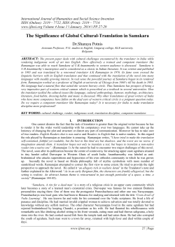 The Significance of Global Cultural-Translation in Samskara