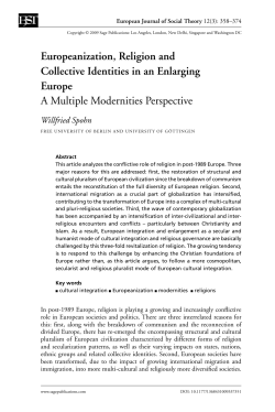 Europeanization, Religion and Collective Identities in an Enlarging