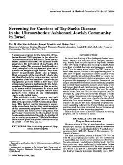 Screening for carriers of Tay-Sachs disease in the