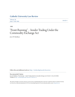 "Front-Running" &ndash; Insider Trading Under the Commodity Exchange Act