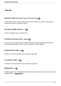 Gluten Free Dinner Menu