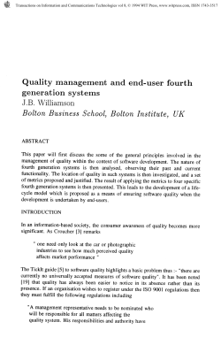Quality management and end-user fourth generation