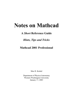 Mathcad Guerrilla Guide - Western Washington University