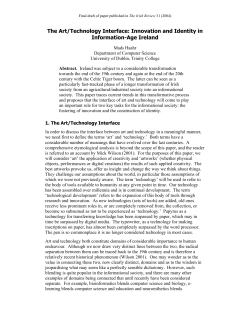 The Art/Technology Interface: Innovation and
