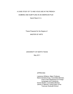 A case study of tu and vous use in the French dubbing