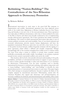 Rethinking &ldquo;Nation-Building:&rdquo; The Contradictions of the Neo