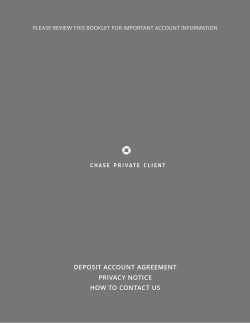 Deposit Account Agreement