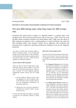 The new SWX listing rules: what they mean for SMI compa