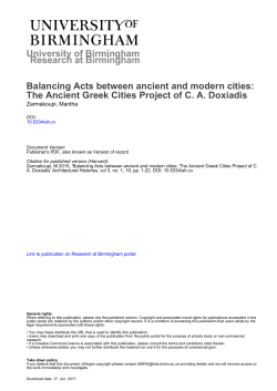 The Ancient Greek Cities Project of CA Doxiadi