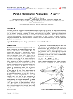 Parallel Manipulators Applications&mdash;A Survey