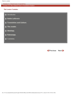 Cultural turn in translation Lecture 19