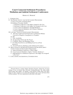 Court-Connected Settlement Procedures: Mediation and Judicial