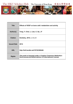 Title Effects of VEGF on bone cells` metabolism and activity Author(s