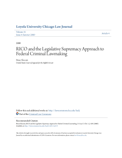 RICO and the Legislative Supremacy Approach