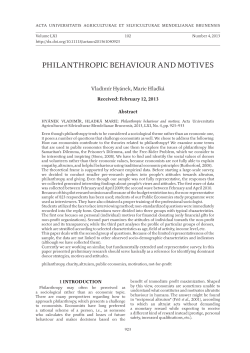 philanthropic behaviour and motives - Acta Universitatis Agriculturae