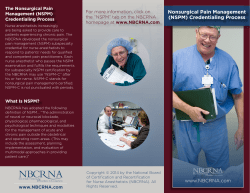 Nonsurgical Pain Management (NSPM) Credentialing Process