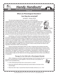 Handy Handouts&reg; What are Phonological Disorders?