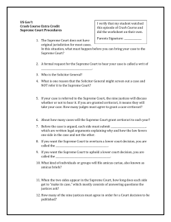 US Gov`t Crash Course Extra Credit Supreme Court