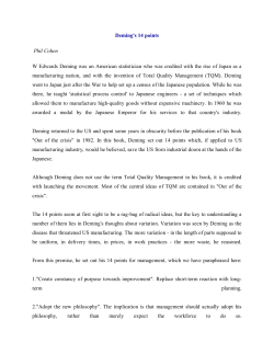 Deming`s 14 points Phil Cohen W Edwards Deming was an