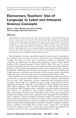 Elementary Teachers` Use of Language to Label and Interpret