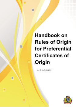 Handbook on Rules of Origin for Preferential Certificates of Origin