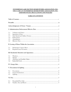 i STONEHENGE LAKE SECTION HOMEOWNERS ASSOCIATION