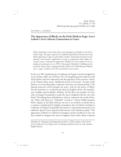 The Appearance of Blacks on the Early Modern Stage: Love`s