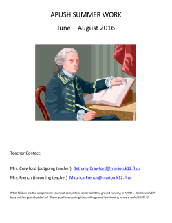 APUSH SUMMER WORK June &ndash; August 2016