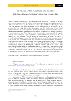 FRANK CAPRA: FROM POPULISM TO CIVIL RELIGION Ofelia