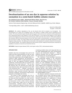 Decolourization of an azo dye in aqueous solution by ozonation in a