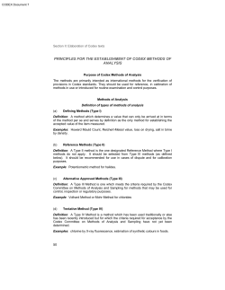 principles for the establishment of codex methods of analysis