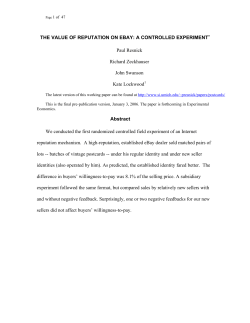 THE VALUE OF REPUTATION ON EBAY: A CONTROLLED