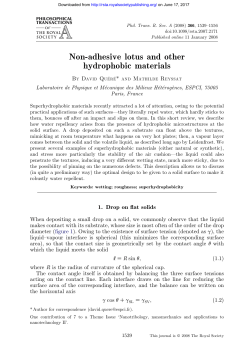 Non-adhesive lotus and other hydrophobic materials