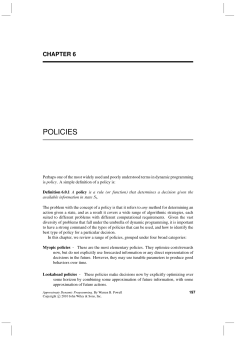 Policies - Approximate dynamic programming
